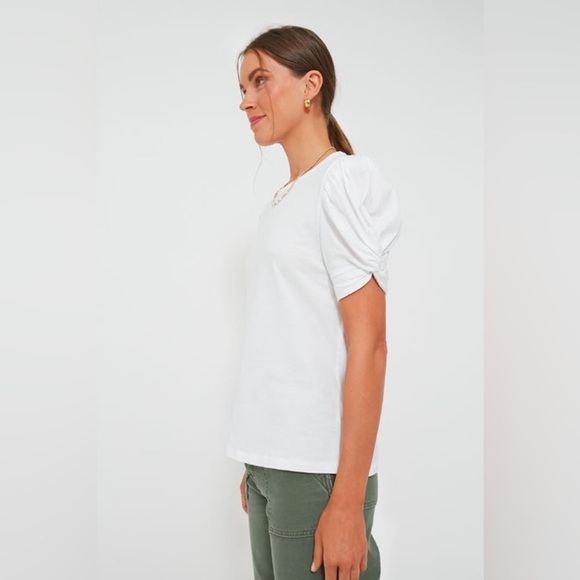 Pomander Place Tuckernuck top White Vesty Puff Short Sleeve Crewneck cotton tee - Picture 2 of 8